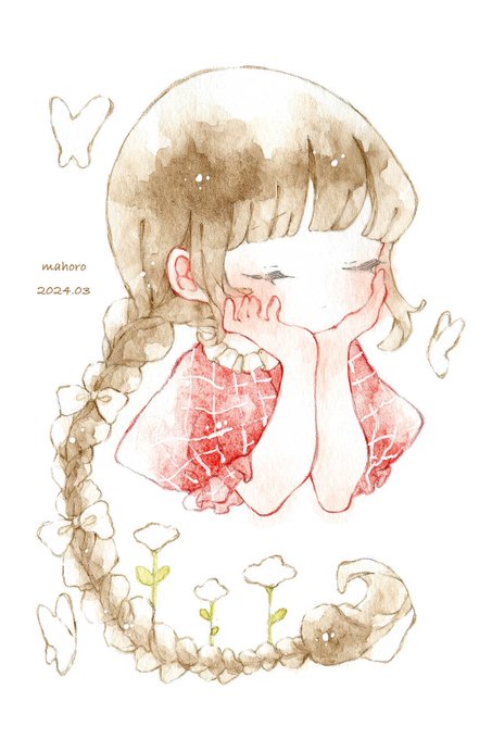 「blush braided ponytail」 illustration images(Latest)