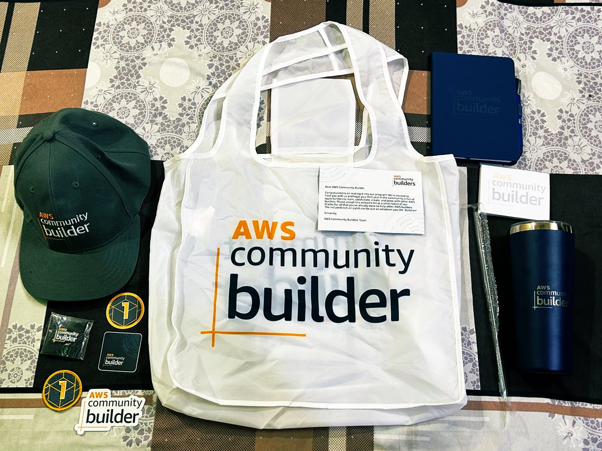 Just received my AWS Community Builder Welcome kit 😍 Thanks to @jasondunn @shafjag for the gift 🎁. #aws #community #awscommunitybuilders