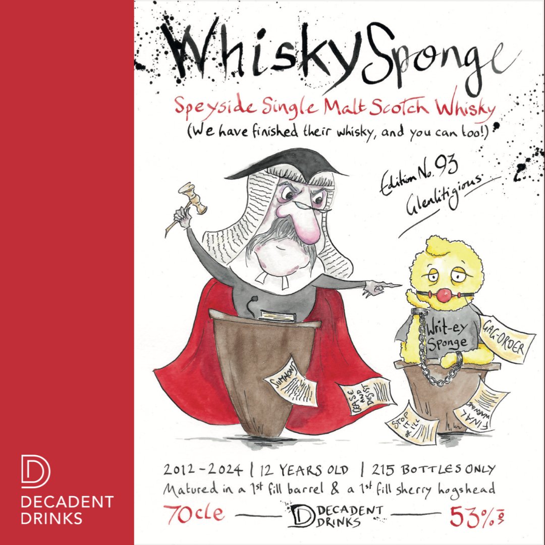 Under gag order, but here’s Whisky Sponge Ed.93: Glenlitigious, from a certain family-owned Speyside distillery. Aged in bourbon and sherry casks, it’s a modern classic with rich sherry tones, dark fruit, and spices. Coming soon! #ComingSoon #SpeysideSingleMalt #WhiskySponge