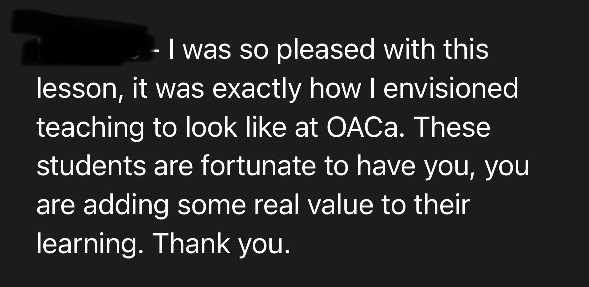 OACarlton's tweet image. Here is snap shot from the feedback that teachers have received following lesson drop ins this week.
We first structure all feedback around our T&L Standard, which focuses on "great" pedagogy, meaning that teachers have clarity.
#TransformativeTeaching
#Collegiality