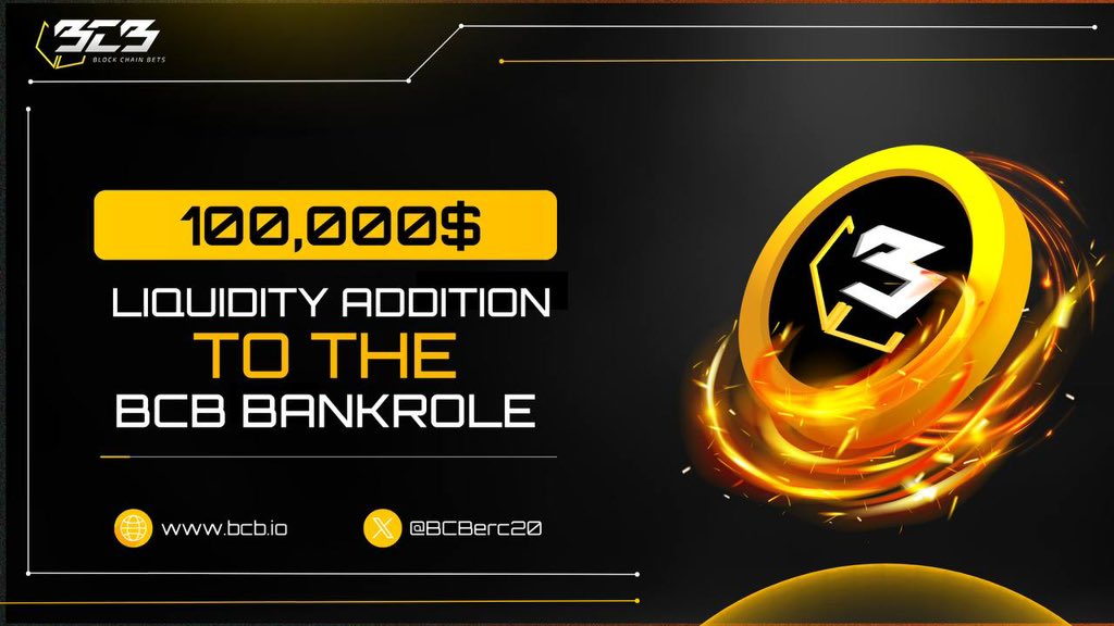 $BCB BETTING EXCHANGE 100,000$ ADDED TO BANKROLE We're thrilled to announce a major boost to the BCB Betting Exchange! 💰 We're adding $100,000 to our bankroll to enhance liquidity reserves! Get ready for even more thrilling betting experiences!