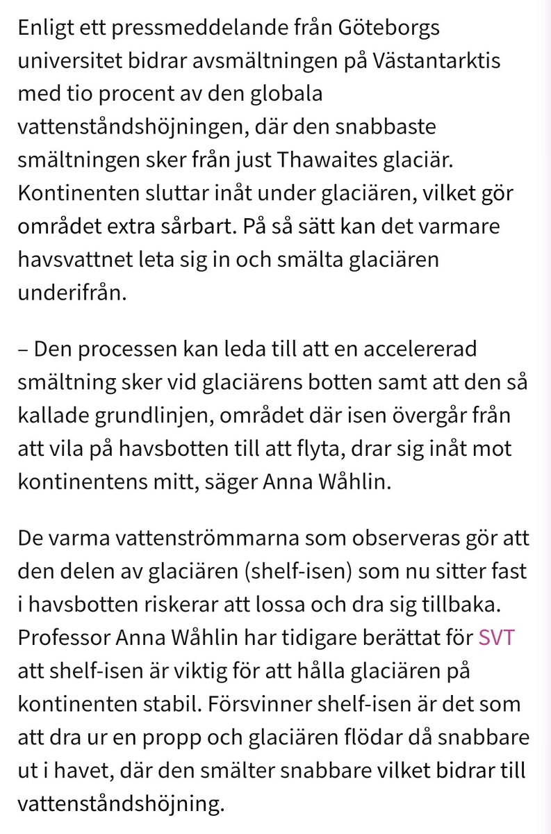 Den enda aktiva klimatforskare jag sett riksdagsledamot Ericson nämna med respekt och sagt sig följa är Anna Wåhlin. Nu när Wåhlin kommit tillbaka från Antarktis med riktigt dåliga klimatnyheter säger dock Ericson inte ett knyst.