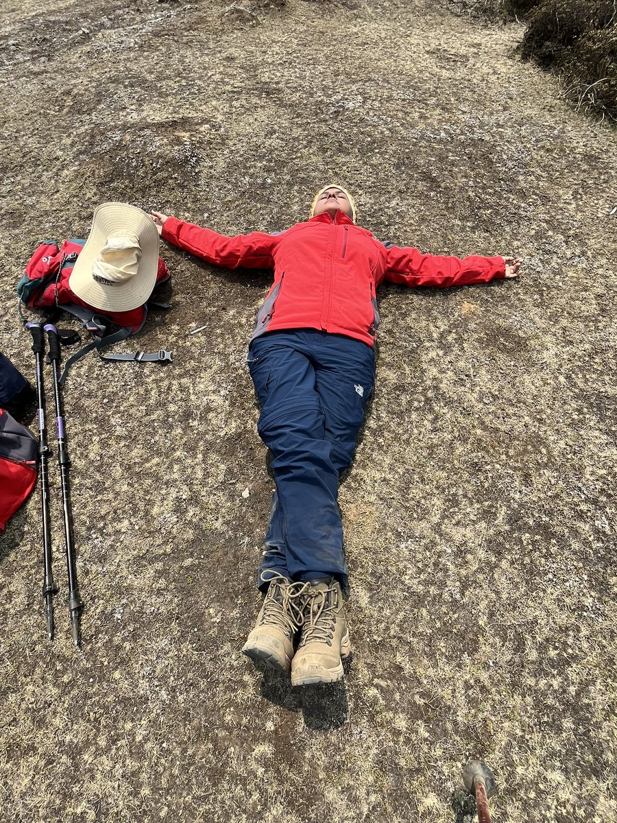 Hard earned rest! That feeling when you finally reach a patan (grassland) after trekking up a steep mountain, and crash on the ground. Pic: @tankadhakal #HCBC2024 #EverestBaseCamp