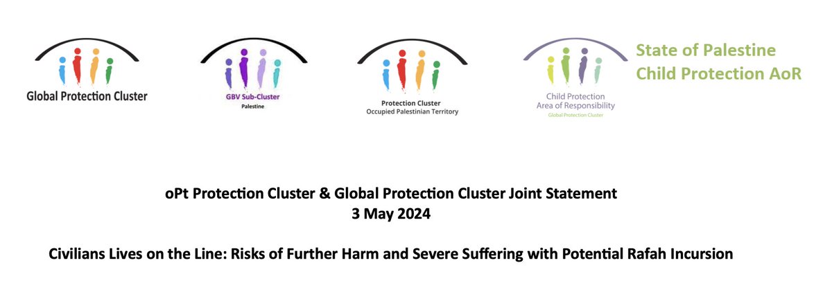 The Protection Cluster for the occupied Palestinian territory and the Global Protection Cluster issue a Joint Statement: 'Civilians Lives on the Line: Risks of Further Harm and Severe Suffering with Potential Rafah Incursion' Read here: rb.gy/t6xfd8
