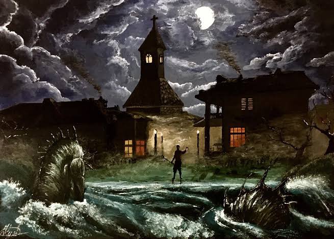 There was a vast silent city that rose under the moon, and the secret cult would perform dark rituals in the depths of the ocean.

The Shadow over Innsmouth
HP Lovecraft

#BookWormSat #31DaysofHaunting 

art: DegenArt