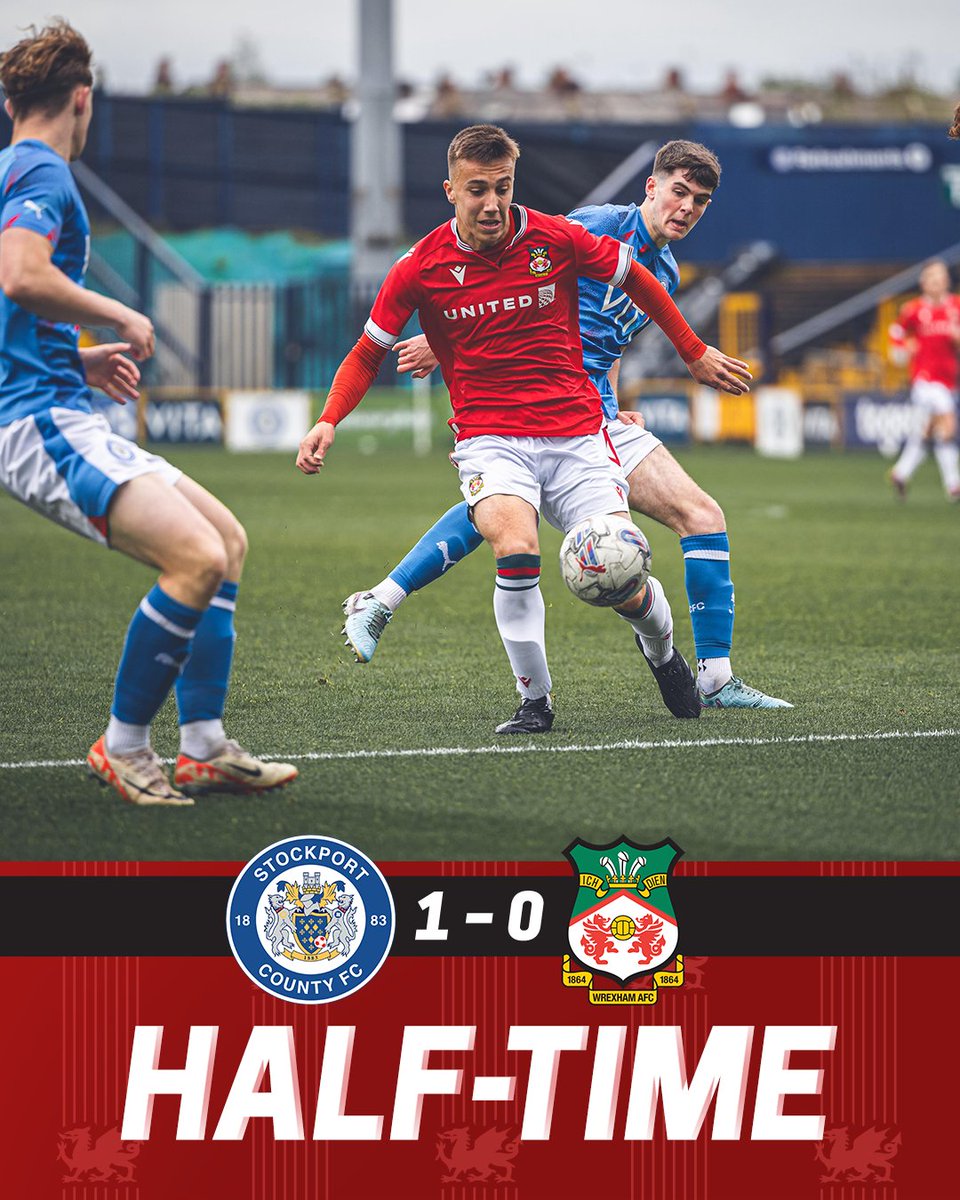 U18 HALF TIME | Stockport County 1-0 Wrexham AFC 🔘 We're narrowly behind at the break against the hosts 🔴⚪ #WxmAFC