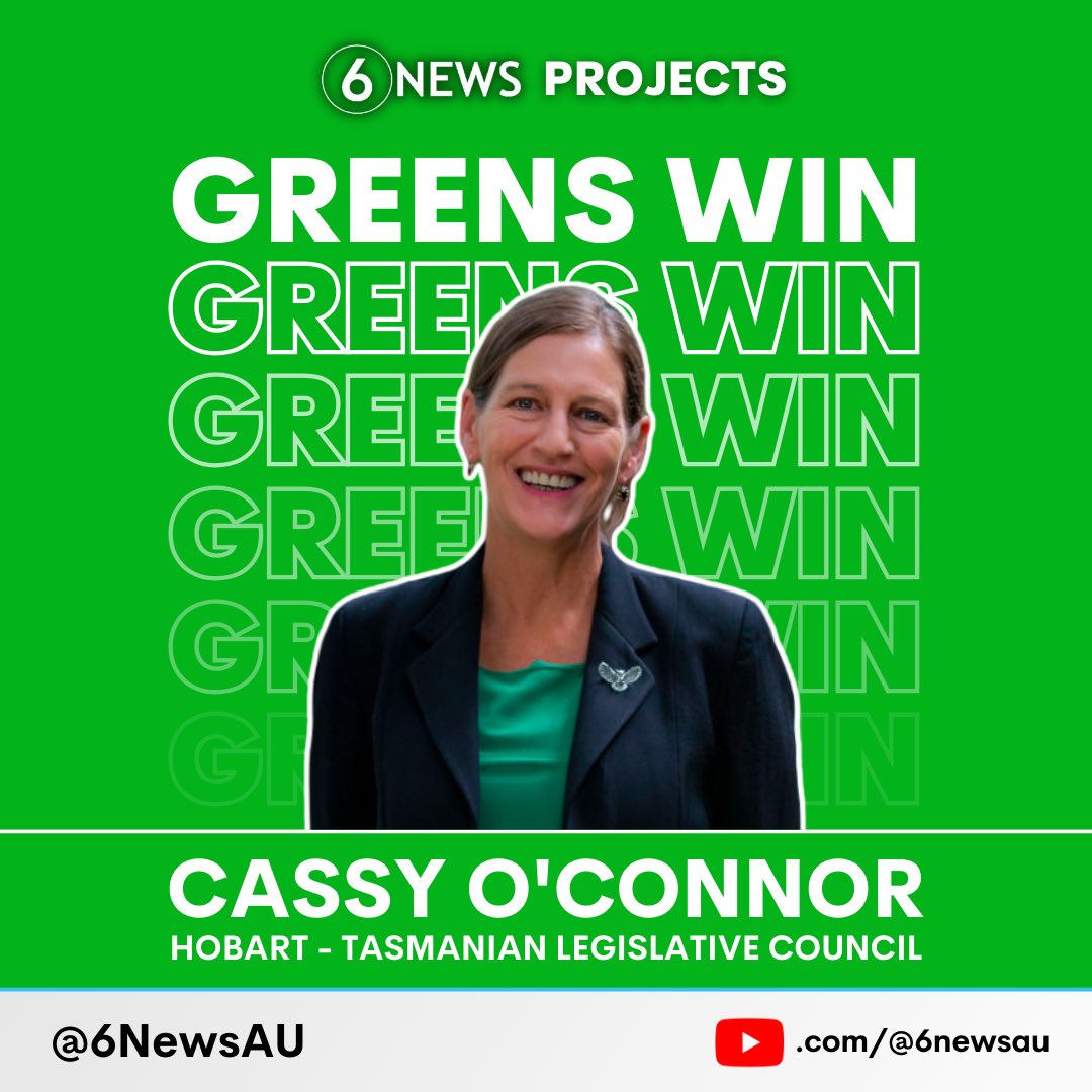 #BREAKING 🚨 Greens win their first-ever Tasmanian upper house seat

🟩 GRN: 37.6%
⬜️ Kelly (IND): 20.8%
🟥 ALP: 18.7%
⬜️ Other INDs: 22.9%

No LIB candidate

Greens GAIN from independent Rob Valentine, who did not recontest

#6NewsAU | 6newsau.com