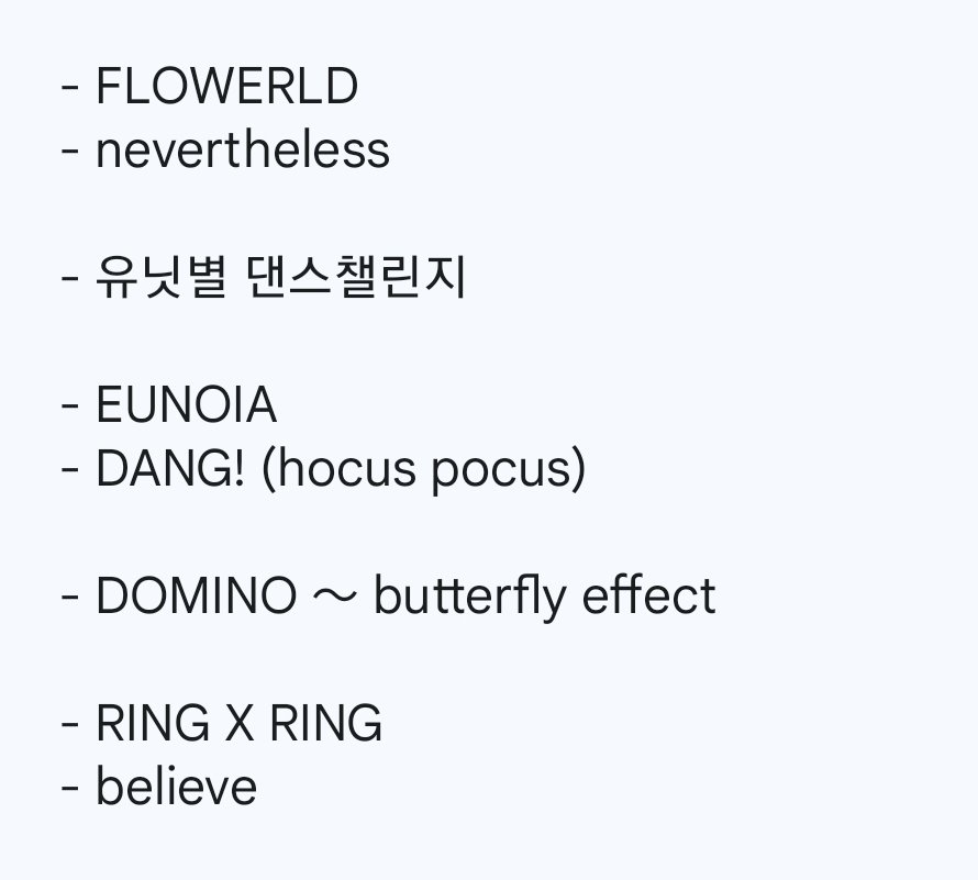 [📝] 240504 Billlie The 1st Fan-Con ‘Your B, I‘m B (Belllie‘ve You)‘

- Set List

#Billlie #빌리
#Billlie_FanCon
#Your_B_Im_B

#문수아 #MOONSUA 
#수현 #SUHYEON 
#하람 #HARAM 
#츠키 #TSUKI 
#션 #SHEON 
#시윤 #SIYOON 
#하루나 #HARUNA