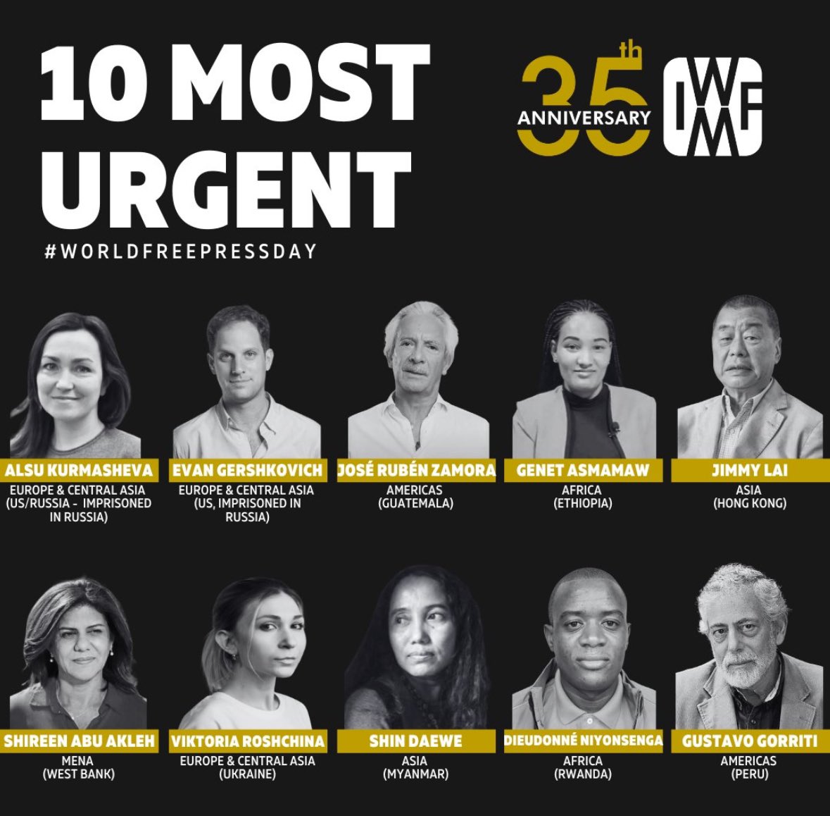 Thank you @IWMF for highlighting #JimmyLai’s case as one of the ten most urgent cases for journalists worldwide. #FreeJimmyLai #JournalismIsNotACrime #WPFD2024