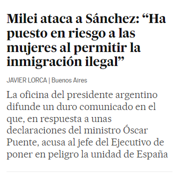 OficialNotaria's tweet photo. ¡Milei ataca a Sánchez!
¿?¿?
Jajajajajajajaja.
Sin ningun pudor.

@elpais_espana == seudomedio https://t.co/EYOZgX0tqD