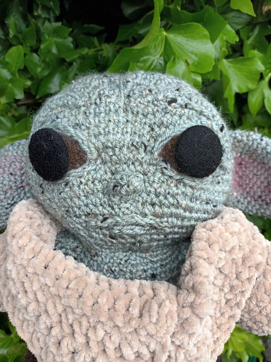 #Maythe4thBeWithYou I crocheted this #babyyoda during #lockdown 2021 using my #stash hence the covered buttons for eyes. #MayTheFourthBeWithYou #MayThe4th #yoda #StarWarsDay #StarWars #StarWarsCrochet #StarWarsCelebration #crochet #stashbuster #handmade