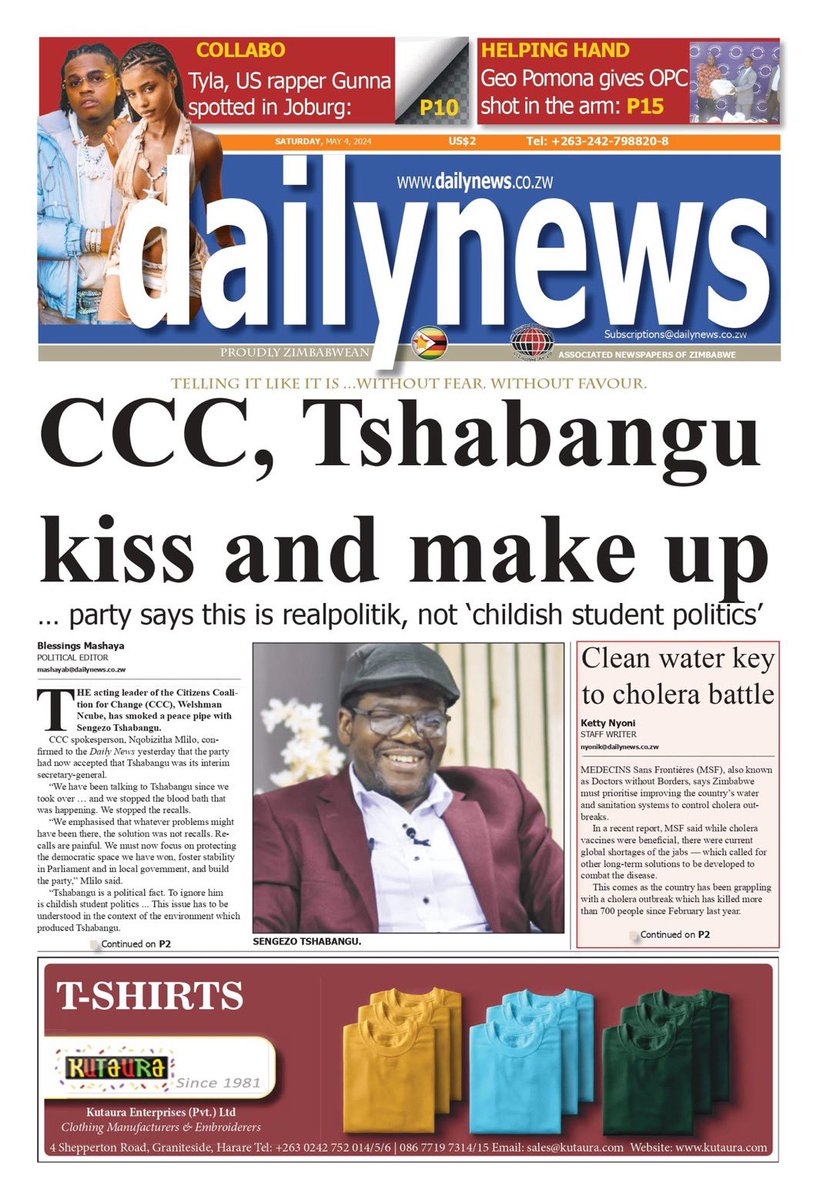 According to the Daily News Sengezo Tshabangu is now officially the @Welshman_Ncube @CCCZimbabwe interim secretary general.