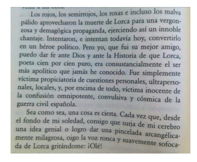 CCivicaCatalana's tweet photo. Hace 88 años falleció Federico García Lorca.

Esto de Salvador Dalí en "Diario de un Genio" debería ser de obligada lectura en la paleo-izquierda de este país. https://t.co/zMUNFWx7ky