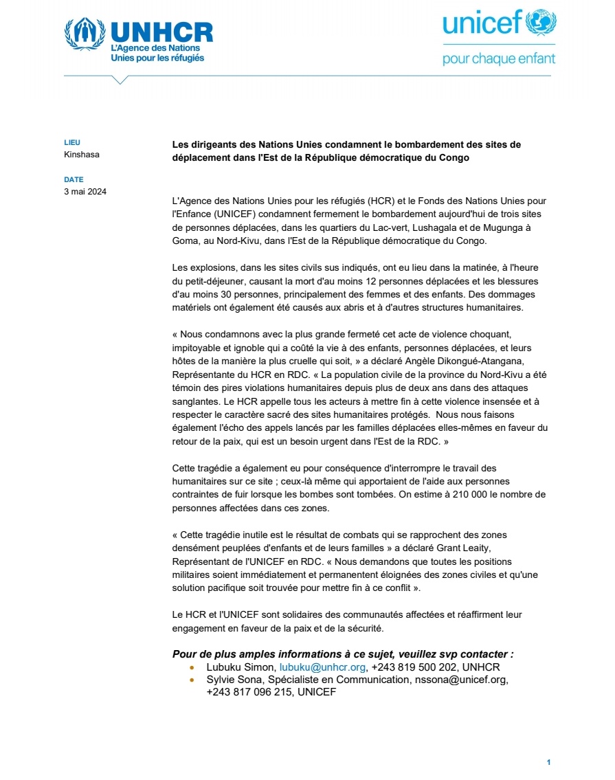 #RDC🇨🇩 « Le HCR appelle tous les acteurs à mettre fin à cette violence insensée et à respecter le caractère sacré des sites humanitaires protégés. Nous nous faisons également l'écho des appels lancés par les familles déplacées elles-mêmes en faveur du retour de la paix, qui est…
