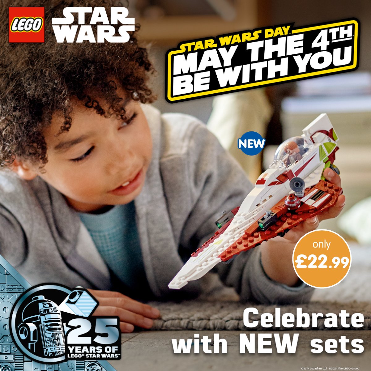 ⭐ May the 4th be with you ⭐ Celebrate #StarWarsDay with a brilliant new LEGO set - did you know there's been 25 years of Lego #StarWars🚀?! There's loads of your favourite characters, vehicles and more - make sure you don't miss out👾! Who's the Star Wars fan in your home?!
