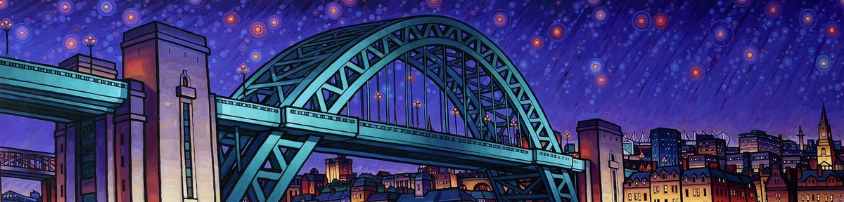 Tyne Bridge II - Jim Edwards The 2nd in a very long Tyne Bridge series of paintings, the original on wooden panel measured 64x244cm. Limited edition prints (/145) of Tyne Bridge II are available from 57 Lime Street Studio, or website. 20x82cm (image size), 44.5x104cm (frame).