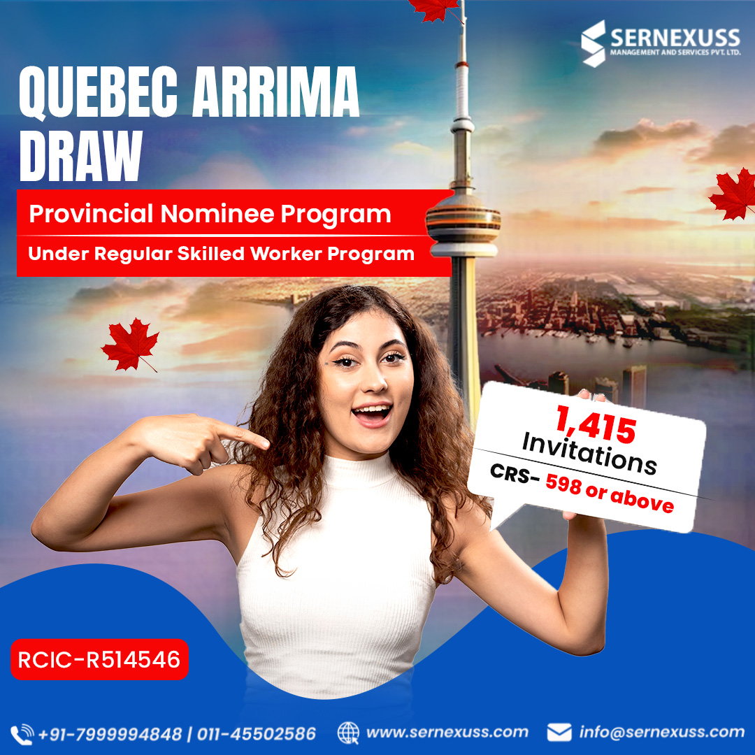 The latest Quebec Arrima draw sent 1,415 invitations to apply for PR. For more information call us at +91 7999994848 or drop an email to us at info@sernexuss.com You can also chat with our experts: bit.ly/3YFARfD #quebecarrimadraw #quebecdraw #pr #canadapr #sernexuss