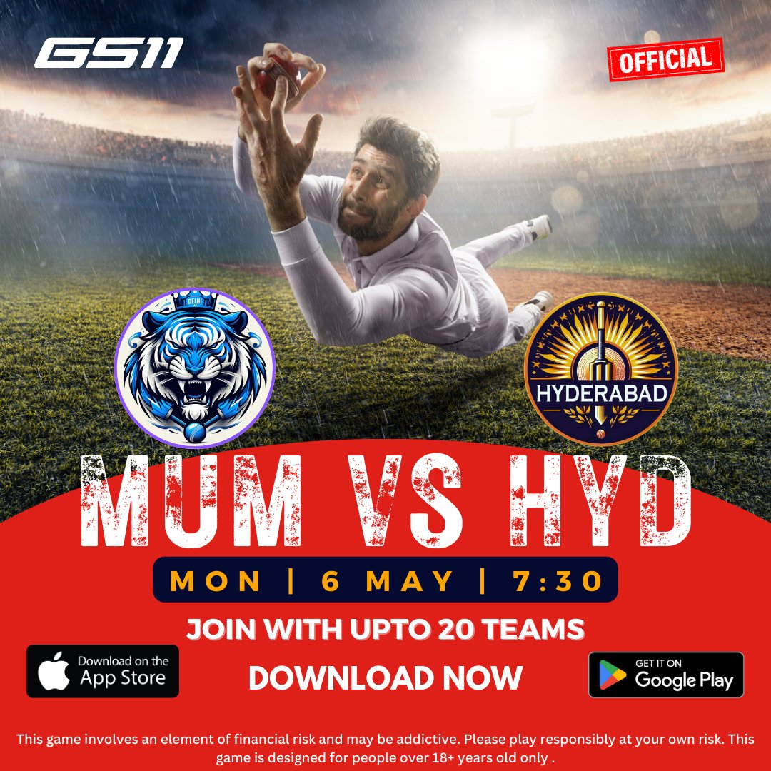 Feel the pulse of the game with GS11! 🏙️🆚🌅 #MUMvsHYD is not just a match; it’s the heartbeat of the nation. Witness the giants collide on the GS11 app. Build your team, take the lead, and be a part of the cricket saga that everyone will talk about! 🏆🏏  #FantasySports #GS11