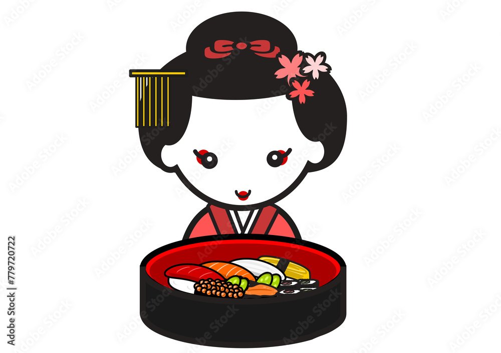 stock.adobe.com/fr/images/%E3%…　お寿司どす。#イラスト　#ART祭 #イラスト好きさんと繋がりたい #kawaii #Japan #japanese #illustlation #adobestock