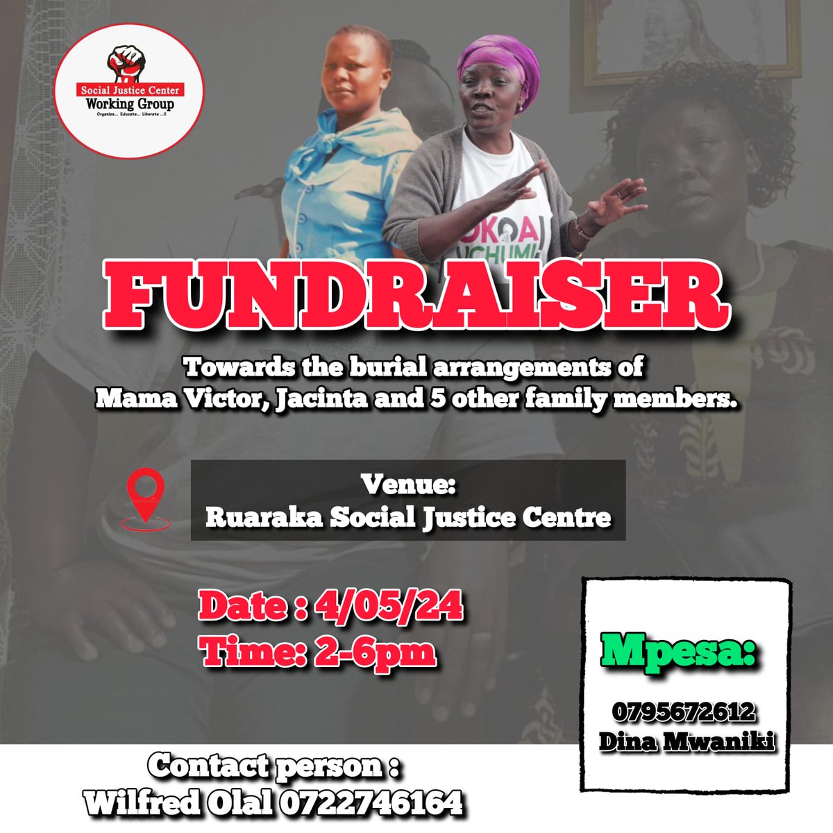 They gave their lives towards fighting for the Rights of others. Unfortunately their lives was cut short after raging floods attacked their houses in Mathare. It is time we support these fallen HRDs and accord them a befitting send off. Contribution via 0795672612 Diana Mwaniki