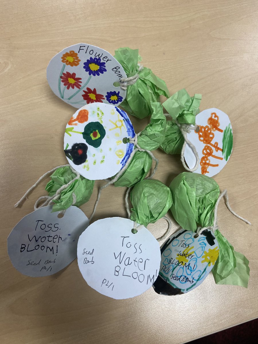 Love how creative they are! Everyone was so keen to make the tags! 🏷️ #purposefulwriting #seedbombs @SSERCprimary @wl_literacy @WL_STEM