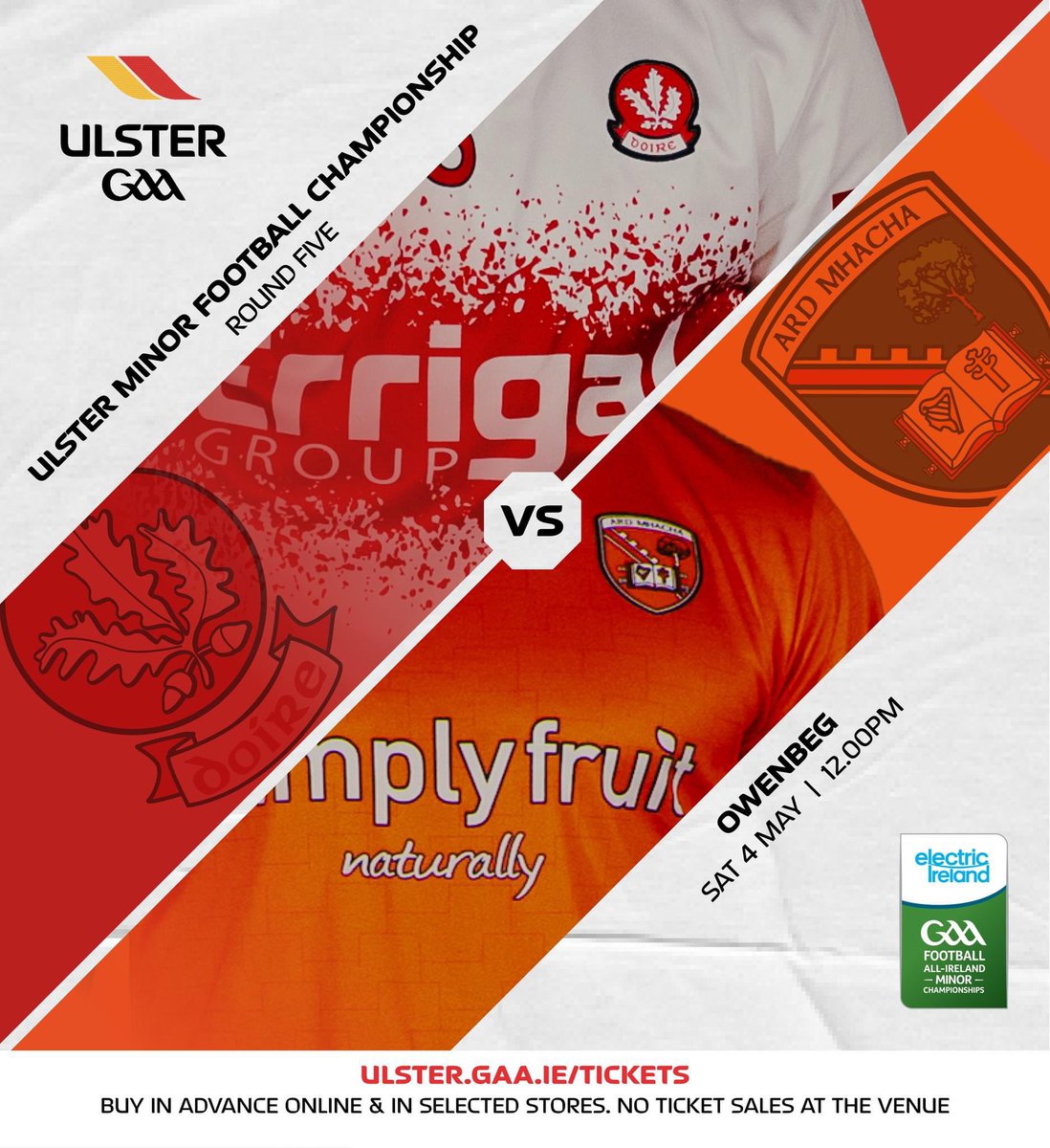 🏐🇦🇹 𝗠𝗜𝗡𝗢𝗥 𝗙𝗢𝗢𝗧𝗕𝗔𝗟𝗟

Derry face Armagh in the final round of Group B of the Ulster MFC. 

Follow this thread for match updates 🧵