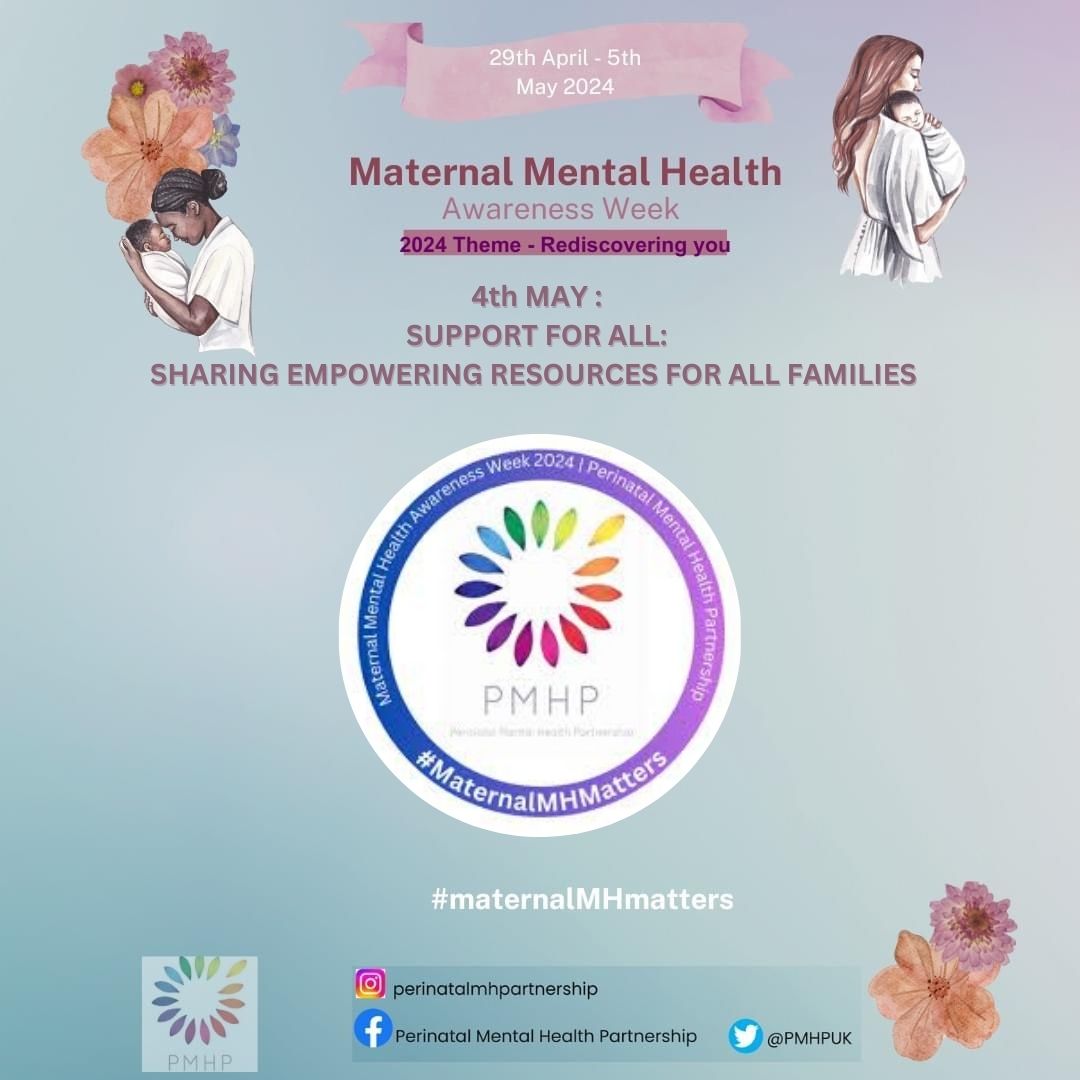 Welcome to Day 6 of #maternalmentalhealthawarenessweek @PMHPUK Today's theme is Support For All : Sharing Empowering Resources For All Families. 

#maternalmhmattersweek 
#maternalmentalhealthawarenessweek 
#maternalmhmatters
#maternalmentalhealth 
#perinatalmentalhealth 
#mmhaw