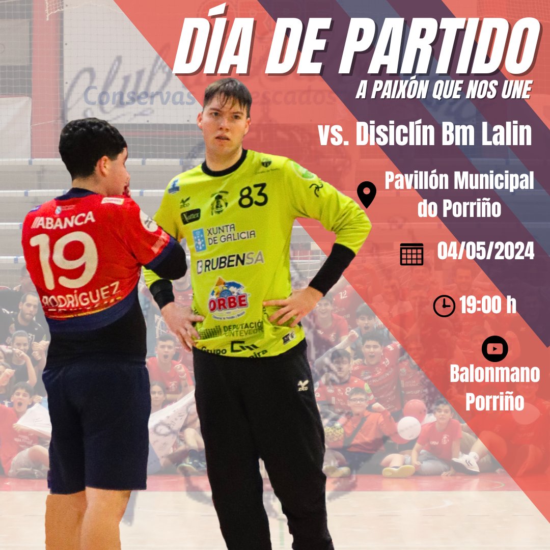 Hoxe querémoste con nós no pavillón!💥

#DHPF ás 16:30 h 🆚 <a href="/cbm_elche/">Atticgo Balonmano Elche</a>  
📍O Porriño
🏆Ida, semifinais da #LigaGuerrerasIberdrola
📺En directo por <a href="/teledeporte/">Teledeporte</a> / <a href="/rtveplay/">RTVE Play</a> 

#PrimeraNacional ás 19:00 h🆚 <a href="/balonmanlalin/">Club Balonmán Lalín</a> 
📍O Porriño
📺YouTube: Balonmano Porriño

Imos con todo‼️