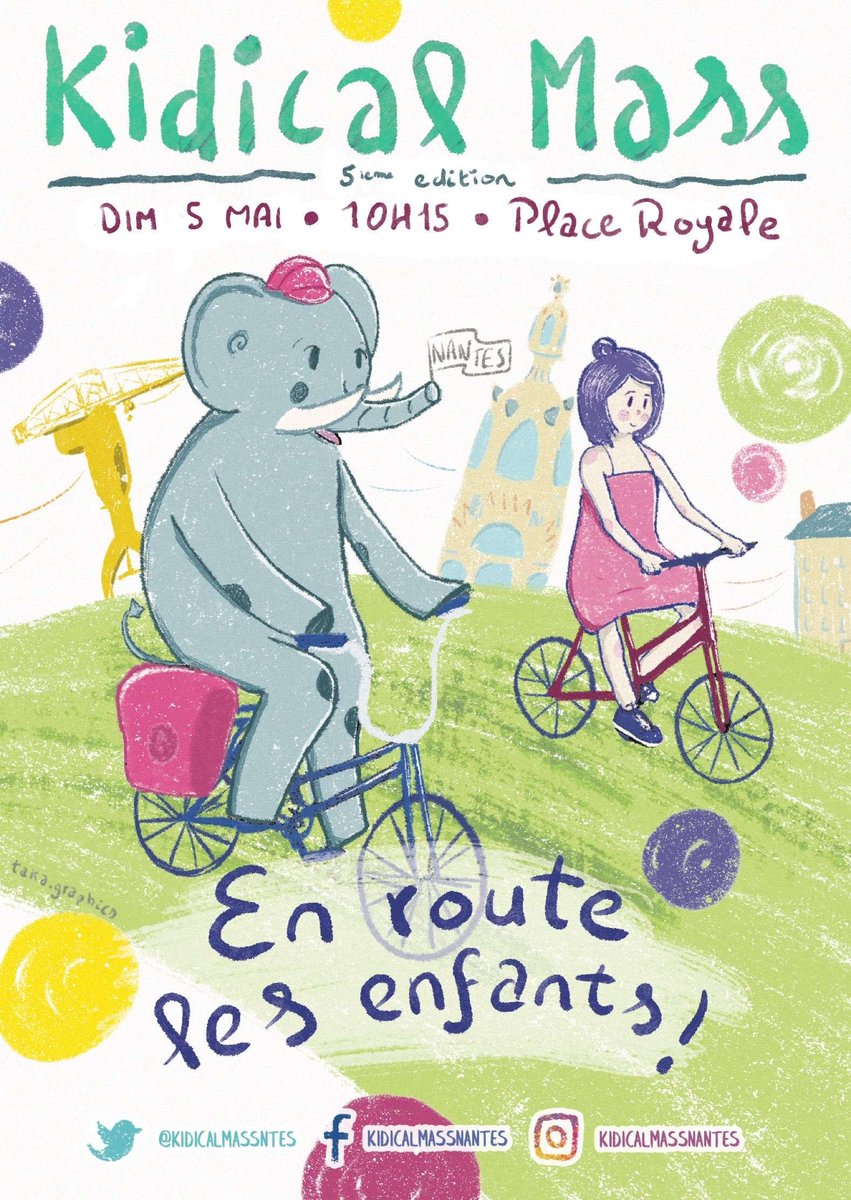 Plus que 1 dodo ! On se retrouve dimanche 5 mai à 10h15 place pour une déambulation joyeuse d'enfants à bicyclette dans les rues de #Nantes