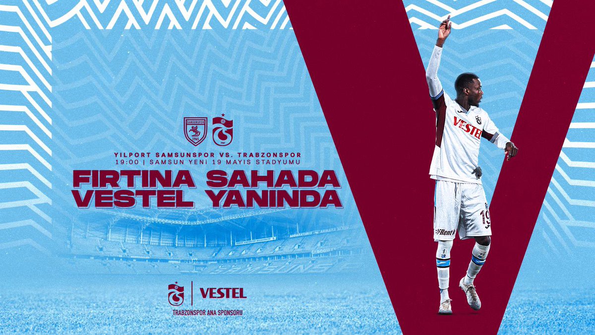 Süper Lig'in 35. haftasında @Trabzonspor , Samsunspora’a konuk oluyor! 💪 

Başarılar Fırtına! 🌪️
 
#FırtınaSahadaVestelYanında