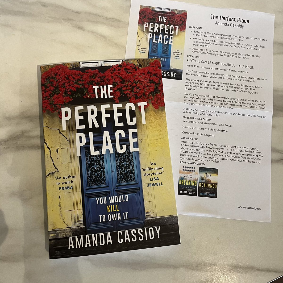 Huge thanks to @CaneloCrime for sending me this beautiful copy of #ThePerfectPlace by @AmandaCasssidy which is out in August. Can’t wait to read it! ❤️📚