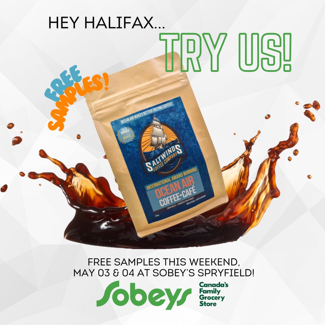 Join us this weekend for a delightful coffee experience at Sobey's Spryfield in Halifax! Our summer brewcrew will be conducting live coffee demonstrations, showcasing the rich flavors and unique qualities of Saltwinds Coffee. ☕️🌊 #CoffeeDemo #HalifaxEvents