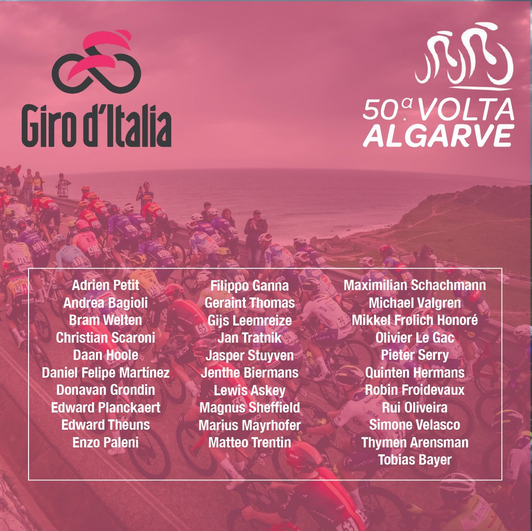 On the day @giroditalia starts, we wish all the best to the 31 cyclists competing in the Corsa Rosa who, in February, gave us the pleasure of taking part in the Volta ao Algarve. #VAlgarve2024 #giroditalia2024
