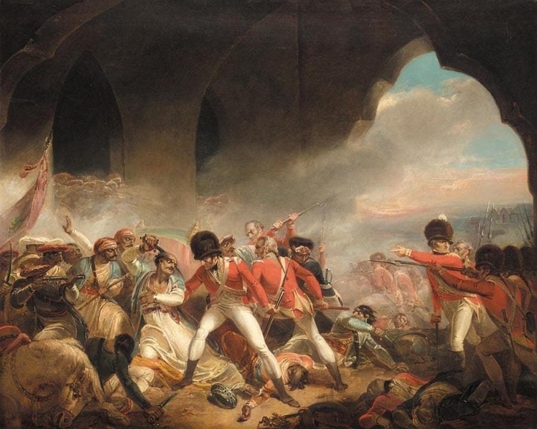 marksimner's tweet photo. #OnThisDay (4 May 1799) The Siege of #Seringapatam during the Fourth Anglo-Mysore War comes to an end when British East India Company forces storm the fortress. Tipu Sultan, the "Tiger of #Mysore", is killed and the Wodeyar dynasty is restored.
(Images: Wikimedia Commons) https://t.co/0yqgh9eiHB