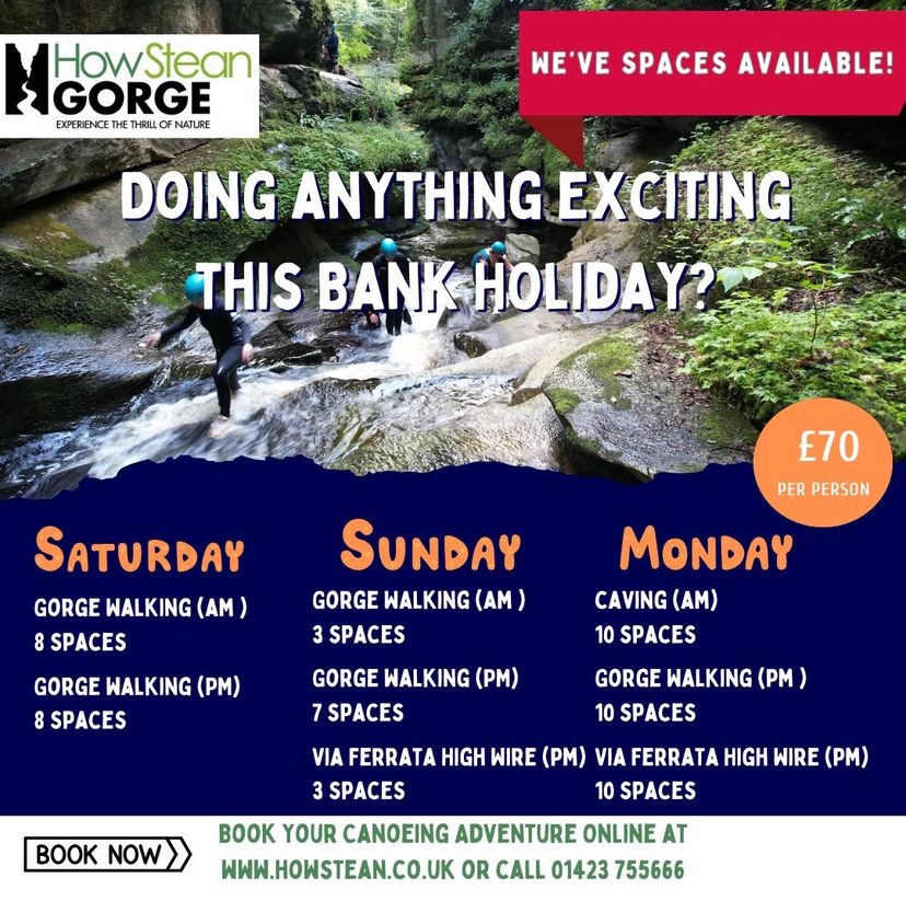 Got plans this weekend? We've got spaces for our exclusive 3 hour #familyfun filled #outdooractivities. Make your outdoor experience unforgettable!  🧗

☎️ For info visit howstean.co.uk/outdoor-activi… or call our  team on 01423 755666.
#gorgewalking #caving #viaferrata #yorkshiredales