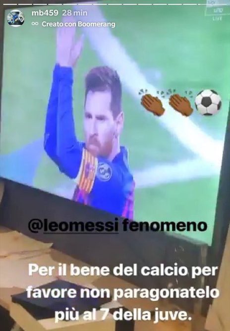 Mario Balotelli via Instagram Story in 2019: “Messi is a phenomenon, for the sake of football please do not compare him anymore to the no. 7 of Juve”