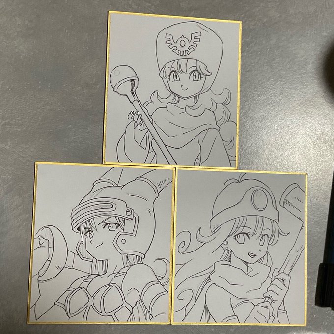 描き下ろしのミニ色紙(ドラクエ)もあります。間に合わなければ会場で塗ってるかも。 