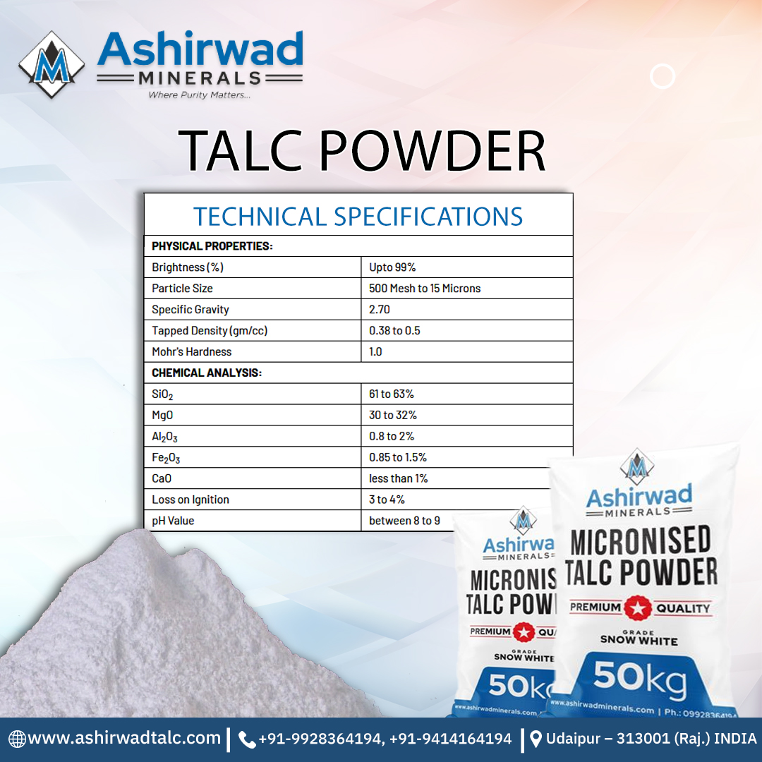 Premium Talc Powder: Superior Brightness & Ultra-Fine Particles. Ideal for various applications. Explore our quality today!

#talcpowder #minerals #qualitymaterials #polyolefins #premiumquality #bulkquantity #businessneeds #talcsupplier #ashirwadminerals