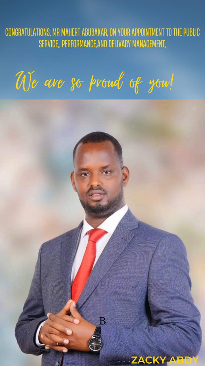 Congratulations to you brother Mahat Abubakar Hirola for your appointment as Chief Officer in the Department of Public Service, Performance & Delivery Management..
Great Mind , Capable and Best fit in any position. 

May Allah always guide you my brother.  @AbdiweliDuale1