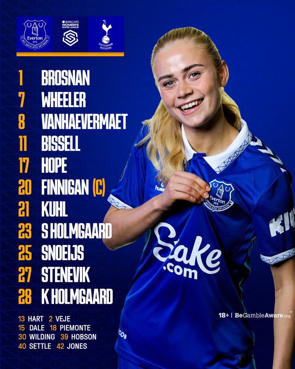 🚨The team that starts for @EvertonWomen today against @SpursWomen 💙