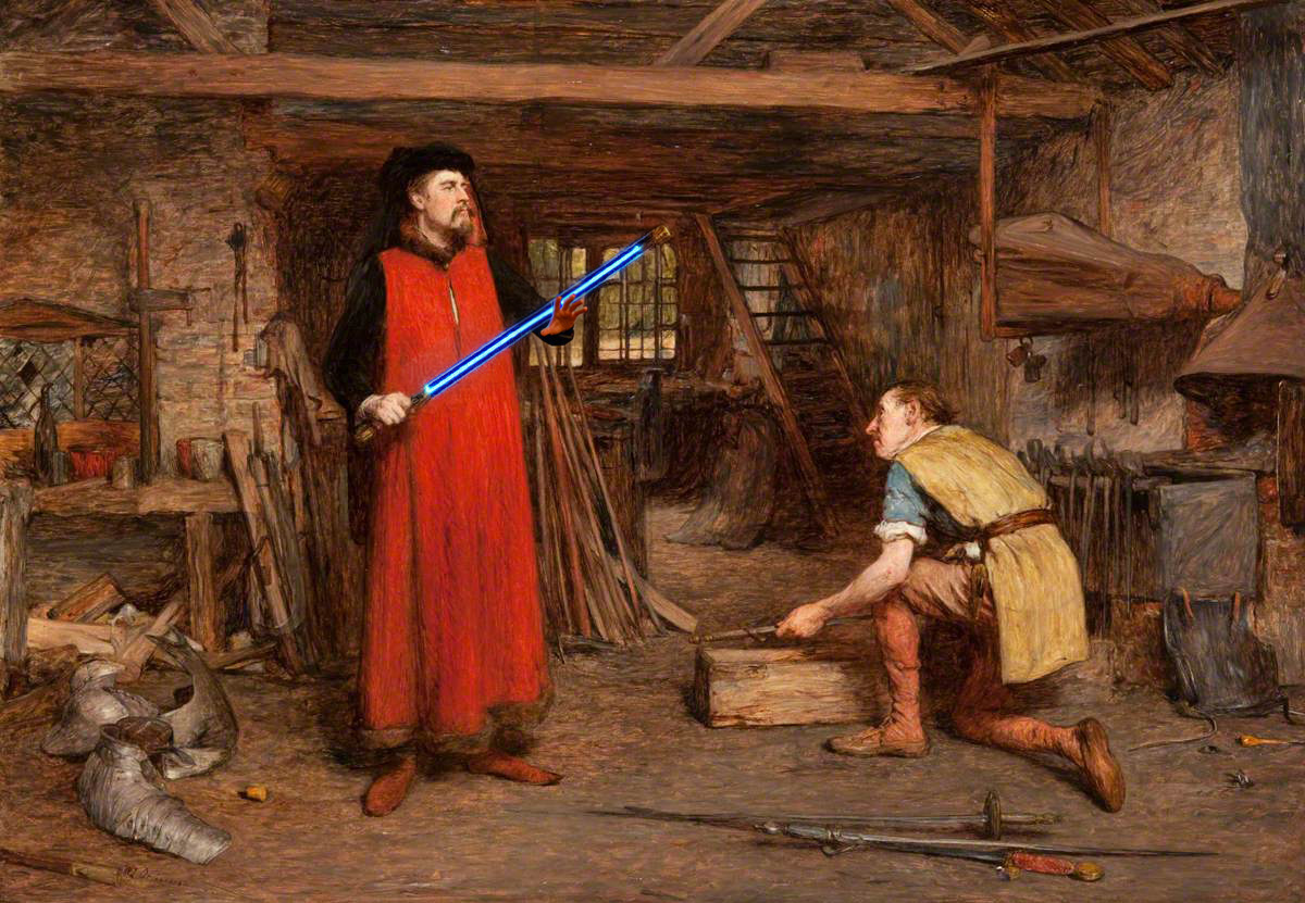 May the fourth be with you! 'Testing the Blade (lightsaber)' by William Quiller Orchardson (1832-1910) #StarWarsDay #maythe4thbewithyou