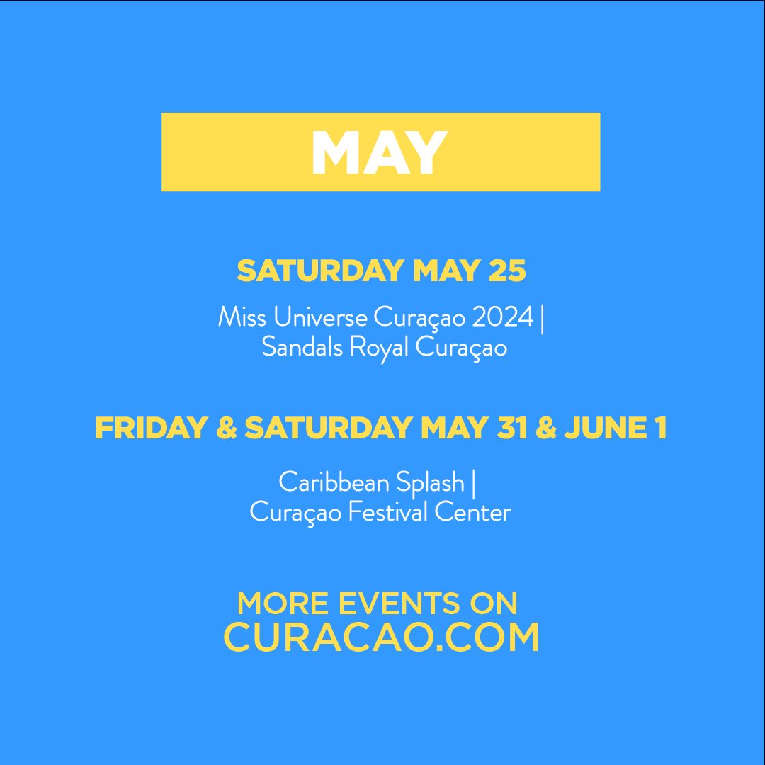 May is filled with fun events🎉 Visit curacao.com for all upcoming events & details🗓️✨