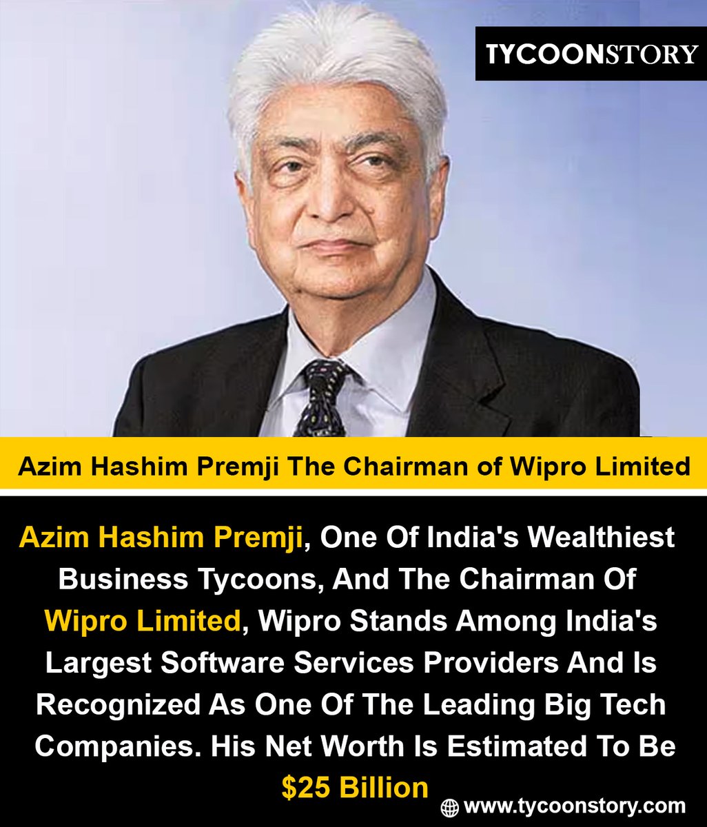Azim Hashim Premji The Chairman of Wipro Limited

#AzimPremji #Wipro #Chairman #TechIndustry #Philanthropist #software #technology #BusinessVisionary #ITServices #CorporateLeader #IndianBusinessIcon #EducationForAll #PremjiFoundation @Wipro 

tycoonstory.com