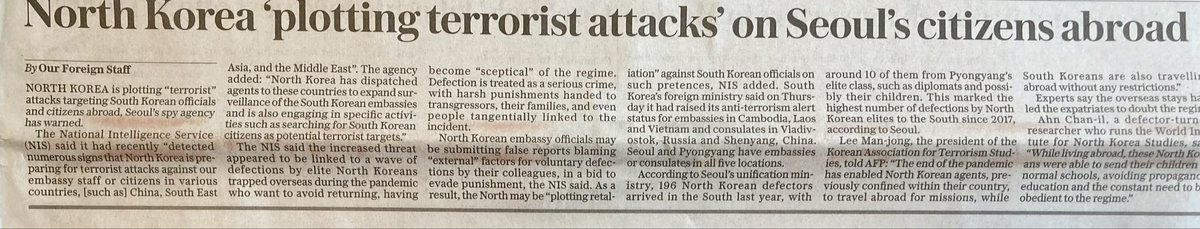 As Putin deepens his military relationship with North Korea the Telegraph reports on how that regime is allegedly plotting terror attacks on South Koreans living overseas. @tariqahmadbt @David_Cameron @CliftonBrown_MP @appgnorthkorea @HugoSwire