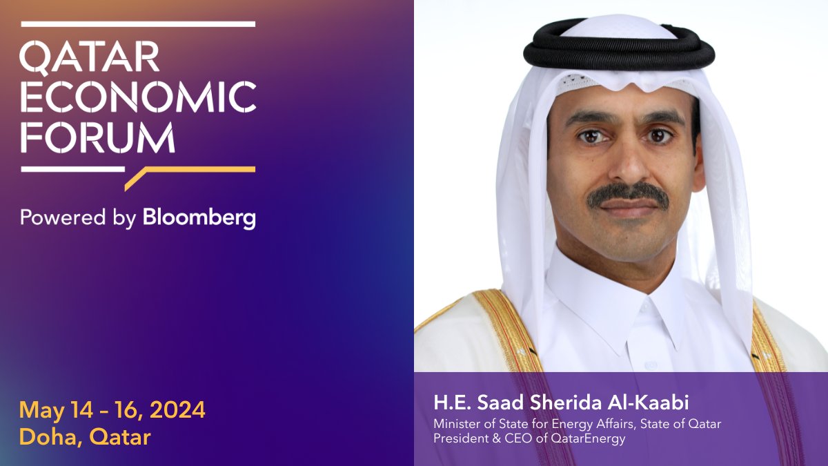 Against a backdrop of record-setting investment, @qatarenergy's H.E. Saad Sherida Al-Kaabi talks with @BloombergTV's @flacqua about what the next stage of the global energy transition looks like at the @QatarEconForum. bloom.bg/3SPrTfR #QatarEconomicForum…