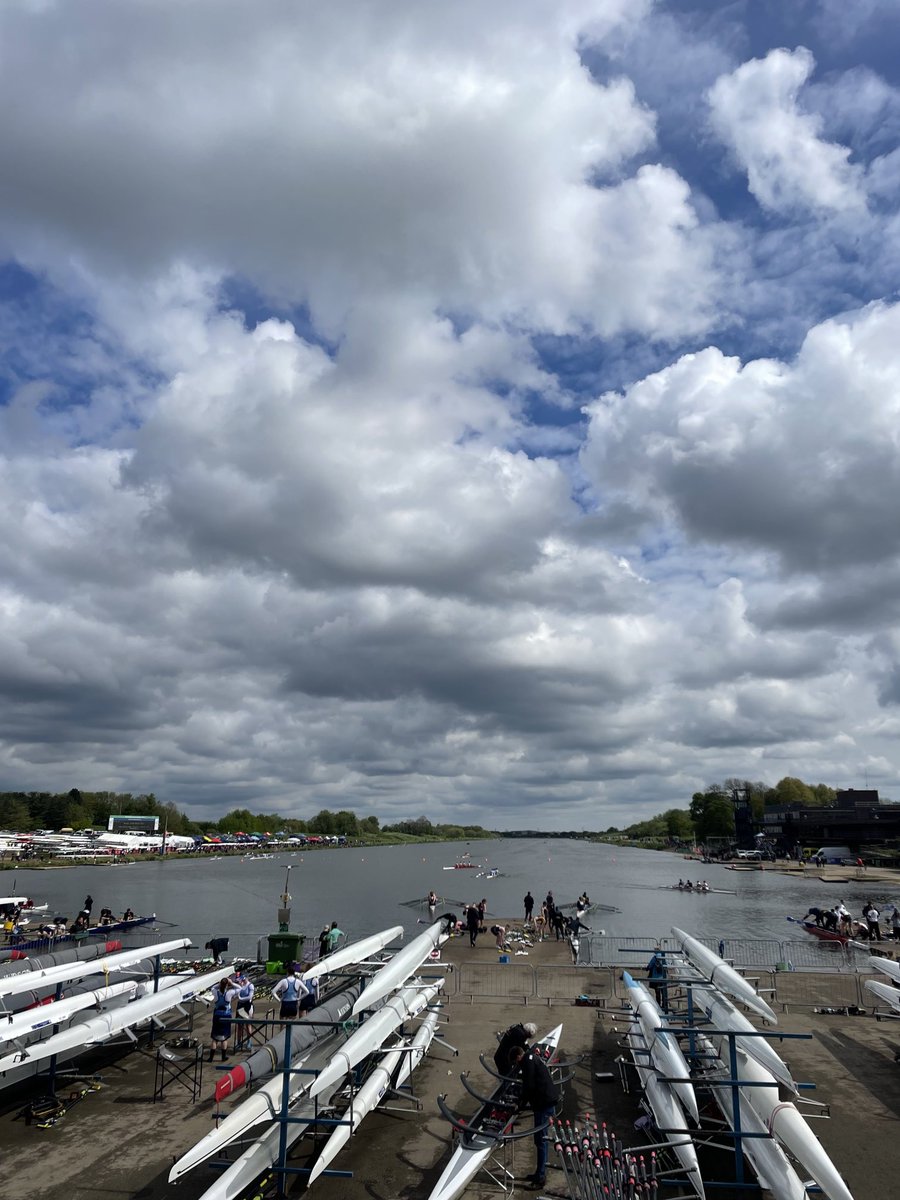 Boats and clouds and blue sky as far as the eye can see. Great to be back at Holme Pierrepoint after a 30 year gap… #BUCS #swimmertorower #rowingmedic