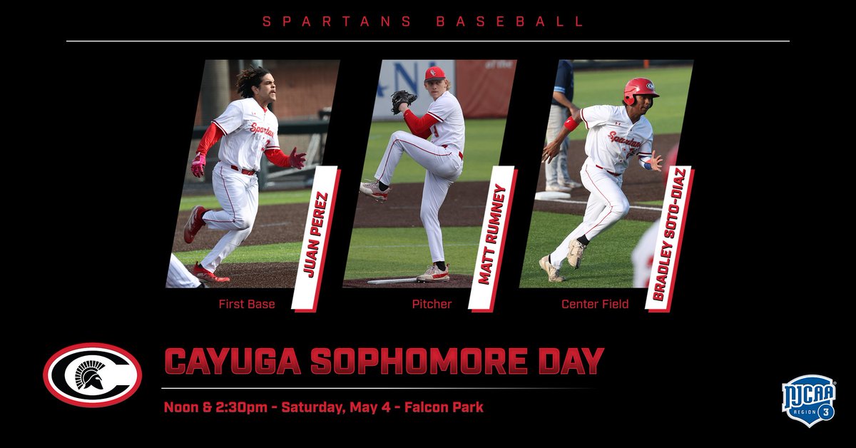 #Spartans Baseball is home today for a doubleheader against MVCC! Stop by #FalconPark as we recognize our sophomores in our final home games of the regular season! First pitch scheduled for noon.

📺: cayugaspartans.com/Live

@cayugacc @MVCCAthletics @NJCAAReg3 #GoSpartans