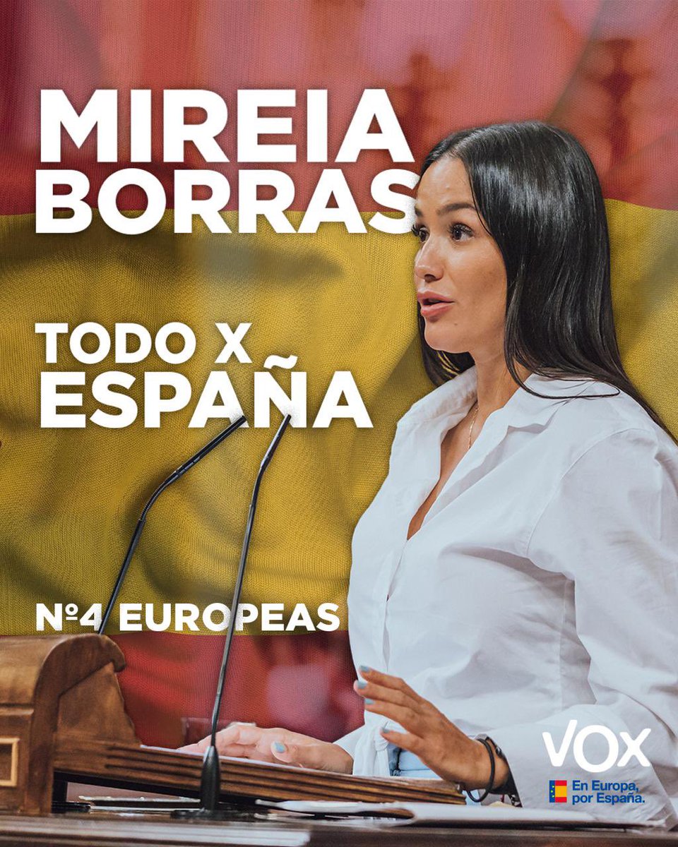 🇪🇺🇪🇸 Con gran honor y responsabilidad asumo la posición número cuatro en la lista para las elecciones europeas. Agradezco profundamente la confianza depositada en mí por parte de @Santi_ABASCAL @Jorgebuxade y todo el equipo para @VOX_Europa_ Estamos comprometidos con la…