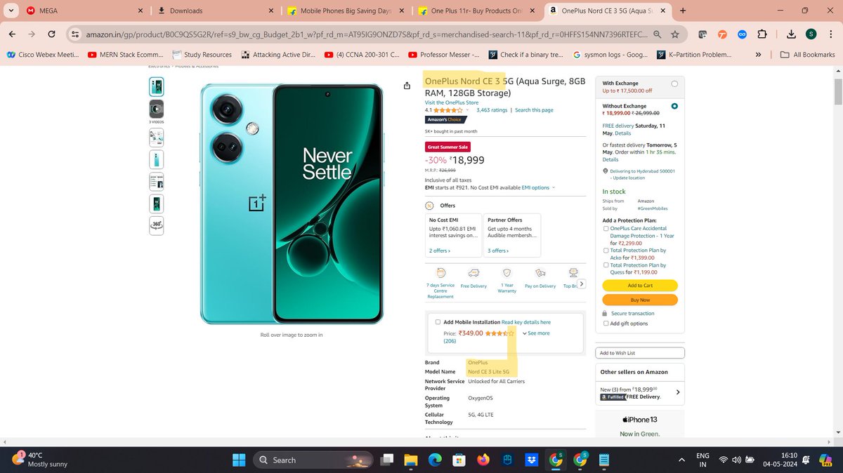 @amazonIN what is this issue????????

When i open Nord CE 3 why is the  model being displayed as Nord CE  3 lite 🤔🤔🤔🤔🤔
#GreatSummersale #amazonIndia #India