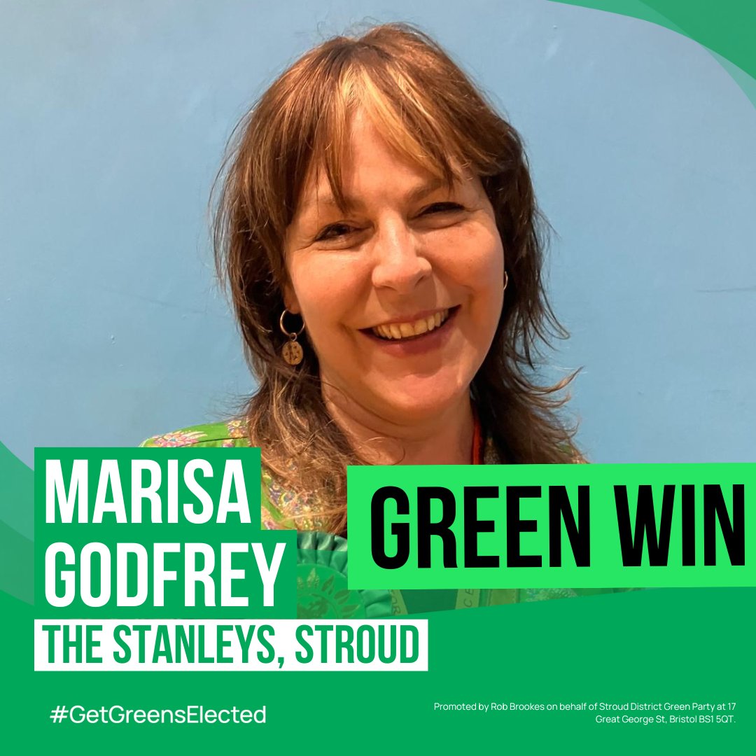 GREEN WIN in The Stanleys, Stroud. 

Welcome to Marisa Godfrey! 🌱 💚 

#GetGreensElected #LE2024 #LocalElections #Stroud